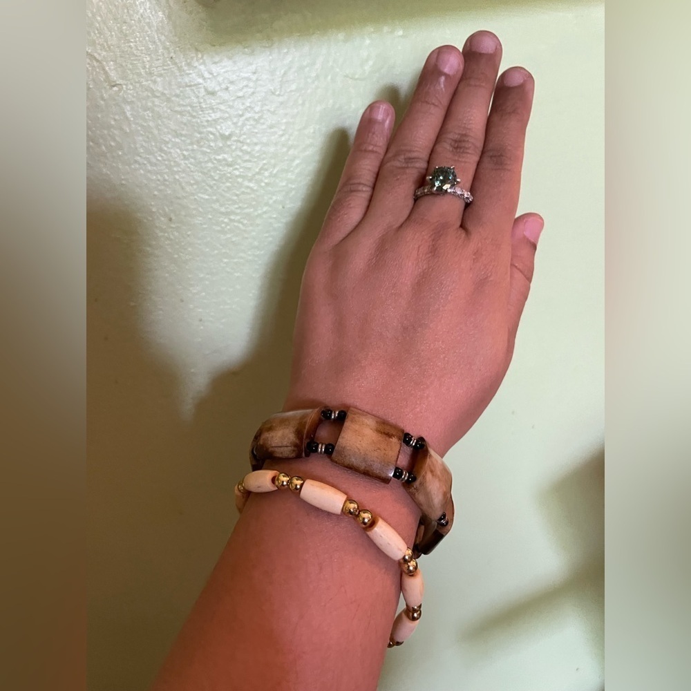 Elegant Brown and Cream Bracelet Set